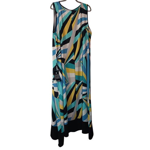 NEW AVENUE Long Maxi Dress Plus 26/28 3X Stretchy Vacation Career Travel Flowy - Picture 2 of 13